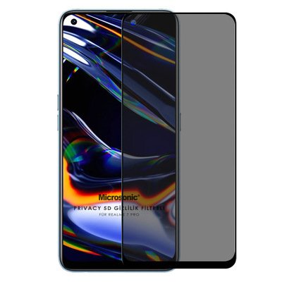 Microsonic Realme 7 Pro Invisible Privacy Kavisli Ekran Koruyucu Siyah