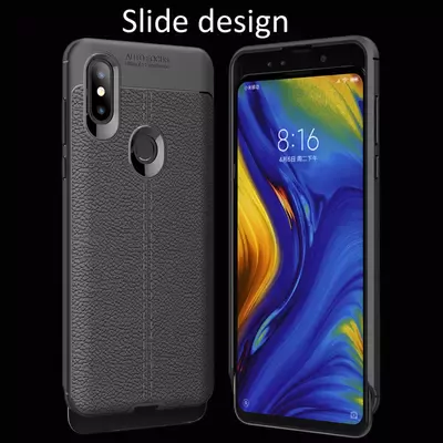 Microsonic Xiaomi Mi Mix 3 Kılıf Deri Dokulu Silikon Kırmızı