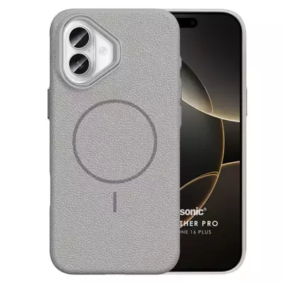 Microsonic Apple iPhone 16 Plus Kılıf MagLeather Pro Gri