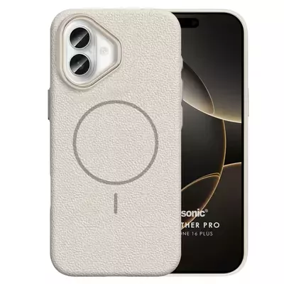 Microsonic Apple iPhone 16 Plus Kılıf MagLeather Pro Bej