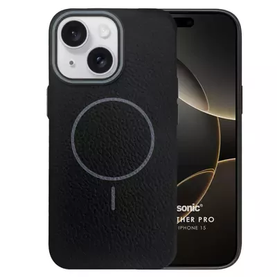 Microsonic Apple iPhone 15 Kılıf MagLeather Pro Siyah