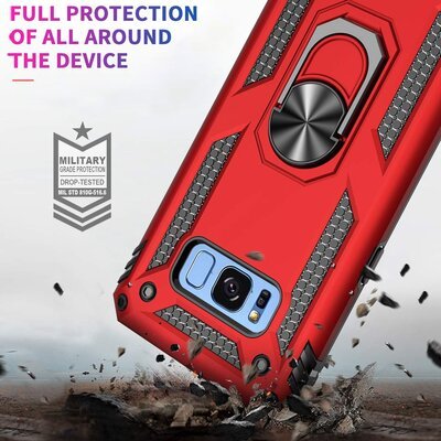 Microsonic Samsung Galaxy S8 Kılıf Military Ring Holder Lacivert