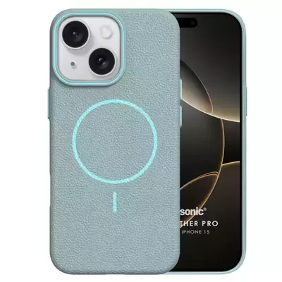 Microsonic Apple iPhone 15 Kılıf MagLeather Pro Mavi