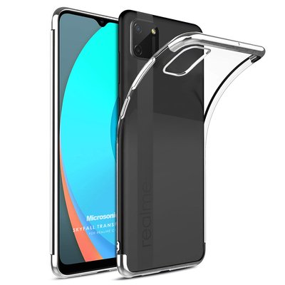 Microsonic Realme C11 Kılıf Skyfall Transparent Clear Gümüş