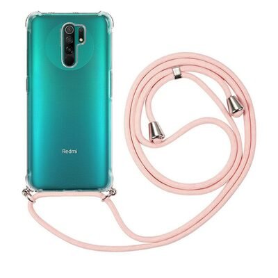 Microsonic Xiaomi Redmi 9 Kılıf Neck Lanyard Rose Gold