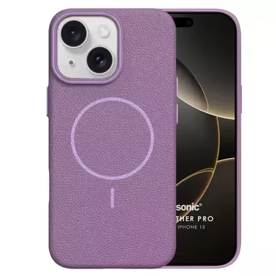 Microsonic Apple iPhone 15 Kılıf MagLeather Pro Lila