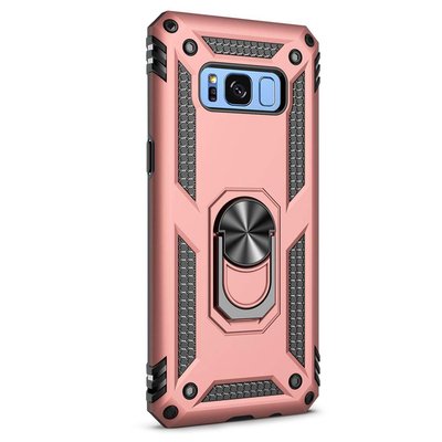 Microsonic Samsung Galaxy S8 Kılıf Military Ring Holder Rose Gold