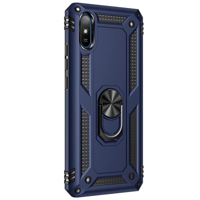 Microsonic Xiaomi Redmi 9A Kılıf Military Ring Holder Lacivert