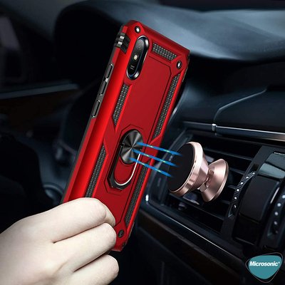 Microsonic Xiaomi Redmi 9A Kılıf Military Ring Holder Lacivert