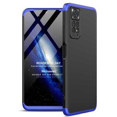 Microsonic Xiaomi Redmi Note 11 Kılıf Double Dip 360 Protective AYS Siyah Mavi