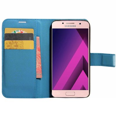 CaseUp Samsung Galaxy A7 2017 Cüzdanlı Suni Deri Kılıf Mavi