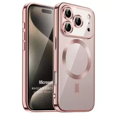 Microsonic Apple iPhone 17 Pro Max Kılıf MagSafe Luxury Electroplate Rose Gold