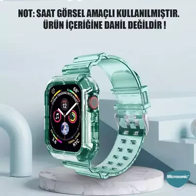 Microsonic Apple Watch SE 40mm Kordon Transparent Clear Band Yeşil