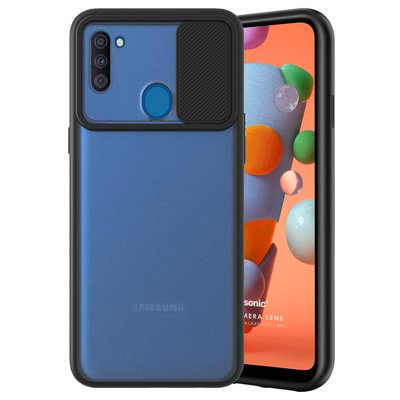 Microsonic Samsung Galaxy M11 Kılıf Slide Camera Lens Protection Siyah