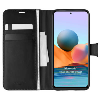 Microsonic Xiaomi Redmi Note 10 Pro Max Kılıf Delux Leather Wallet Siyah