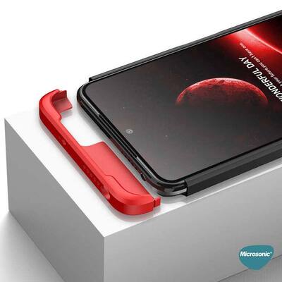 Microsonic Xiaomi Redmi Note 11 Kılıf Double Dip 360 Protective AYS Siyah Kırmızı