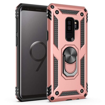 Microsonic Samsung Galaxy S9 Plus Kılıf Military Ring Holder Rose Gold