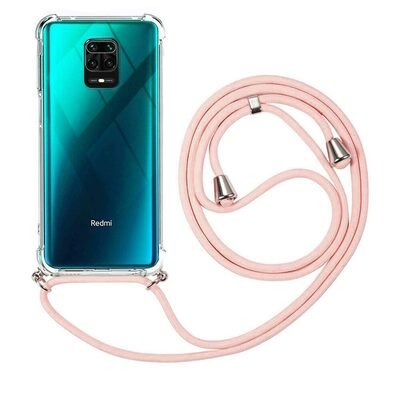 Microsonic Xiaomi Redmi Note 9 Pro Kılıf Neck Lanyard Rose Gold