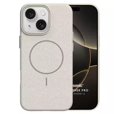 Microsonic Apple iPhone 15 Kılıf MagLeather Pro Bej