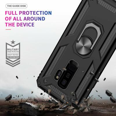 Microsonic Samsung Galaxy S9 Plus Kılıf Military Ring Holder Kırmızı