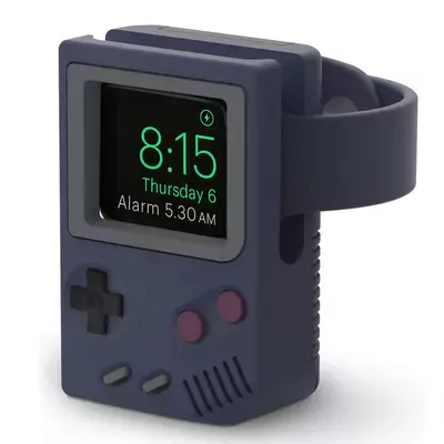 Microsonic Apple Watch 9 41mm Masaüstü Şarj Standı Gameboy Lacivert