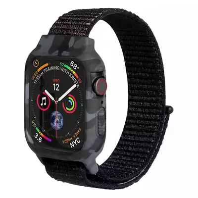 Microsonic Apple Watch Series 6 44mm Kordon Camouflage Armor Pro Siyah