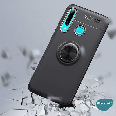 Microsonic Huawei P30 Lite Kılıf Kickstand Ring Holder Lacivert