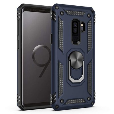 Microsonic Samsung Galaxy S9 Plus Kılıf Military Ring Holder Lacivert