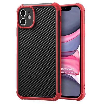 Microsonic Apple iPhone 11 Kılıf Chester Carbon Kırmızı