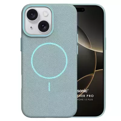 Microsonic Apple iPhone 15 Plus Kılıf MagLeather Pro Mavi