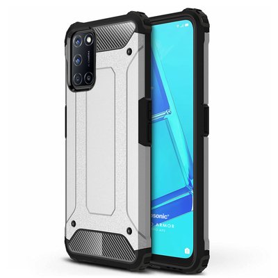 Microsonic Oppo A92 Kılıf Rugged Armor Gümüş