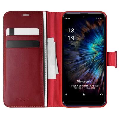 Microsonic Reeder P13 Blue 2022 Kılıf Delux Leather Wallet Kırmızı