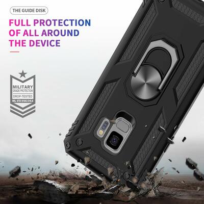 Microsonic Samsung Galaxy S9 Kılıf Military Ring Holder Kırmızı