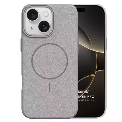 Microsonic Apple iPhone 15 Plus Kılıf MagLeather Pro Gri
