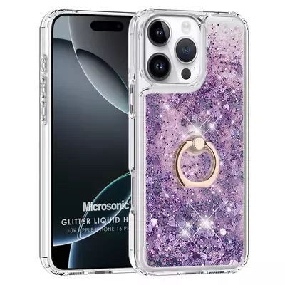 Microsonic Apple iPhone 16 Pro Kılıf Glitter Liquid Holder Mor