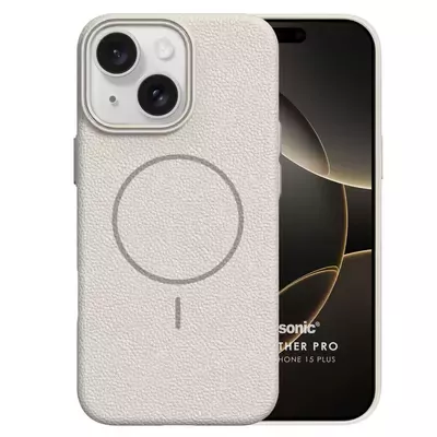 Microsonic Apple iPhone 15 Plus Kılıf MagLeather Pro Bej