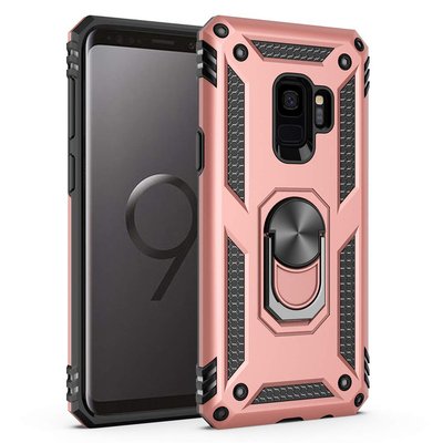 Microsonic Samsung Galaxy S9 Kılıf Military Ring Holder Rose Gold