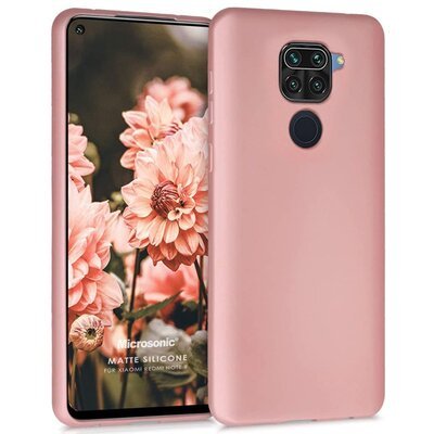 Microsonic Xiaomi Redmi Note 9 Kılıf Matte Silicone Rose Gold