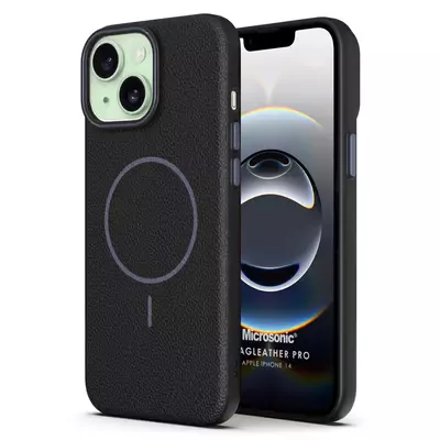 Microsonic Apple iPhone 14 Kılıf MagLeather Pro Siyah