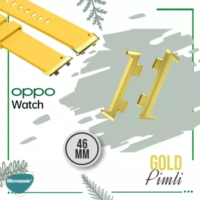 Microsonic Oppo Watch 46mm Kordon, Silicone RapidBands Kırmızı ( Gold Pimli )