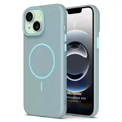 Microsonic Apple iPhone 14 Kılıf MagLeather Pro Mavi