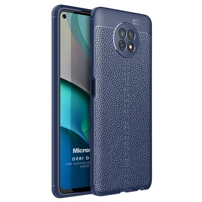 Microsonic Xiaomi Redmi Note 9T Kılıf Deri Dokulu Silikon Lacivert