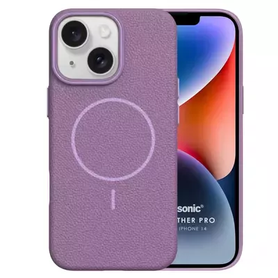 Microsonic Apple iPhone 14 Kılıf MagLeather Pro Lila