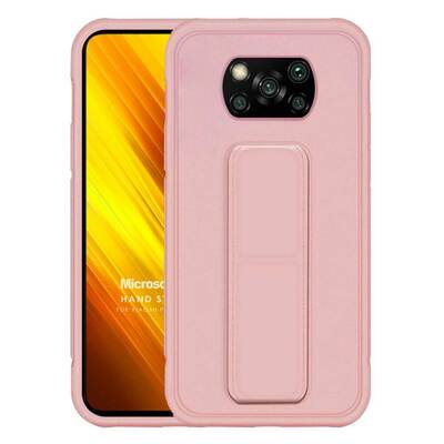 Microsonic Xiaomi Poco X3 Pro Kılıf Hand Strap Rose Gold