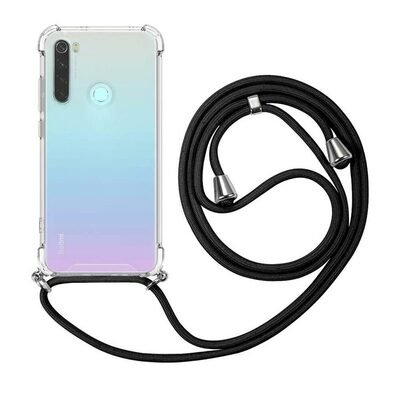 Microsonic Xiaomi Redmi Note 8 Kılıf Neck Lanyard Siyah