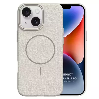 Microsonic Apple iPhone 14 Kılıf MagLeather Pro Bej