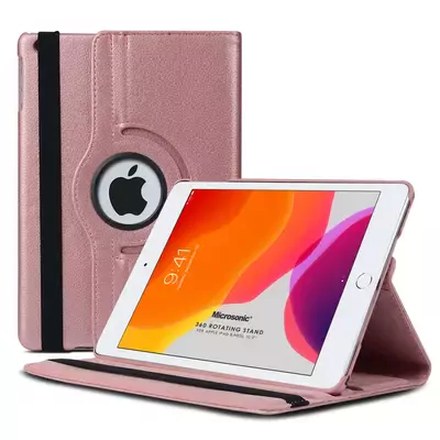 Microsonic Apple iPad 10.2'' 9. Nesil (A2602-A2604-A2603-A2605) Kılıf 360 Rotating Stand Deri Rose Gold