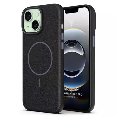 Microsonic Apple iPhone 13 Kılıf MagLeather Pro Siyah