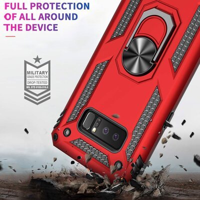 Microsonic Samsung Galaxy Note 8 Kılıf Military Ring Holder Gümüş