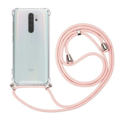 Microsonic Xiaomi Redmi Note 8 Pro Kılıf Neck Lanyard Rose Gold